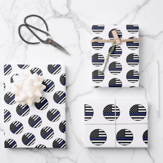 Polizeibeamter Thin Blue Line Polizist Geschenkpapier Set (Vorderseite)