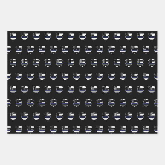 Polizeibeamter Thin Blue Line Polizist Polizeidien Geschenkpapier Set (Vorderseite 2)