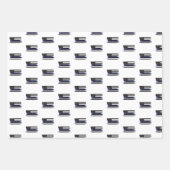 Polizeibeamter Thin Blue Line Polizist Strafverfol Geschenkpapier Set (Vorderseite)