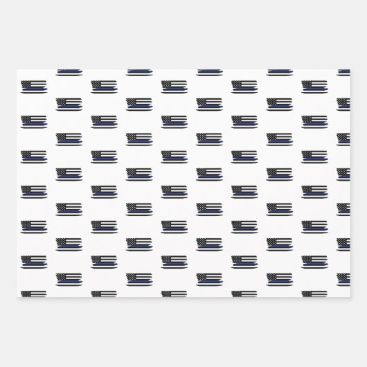 Polizeibeamter Thin Blue Line Polizist Strafverfol Geschenkpapier Set (Vorderseite)