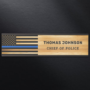 Polizeibeamter Thin Blue Line Rustikaler Name Holz Türschild
