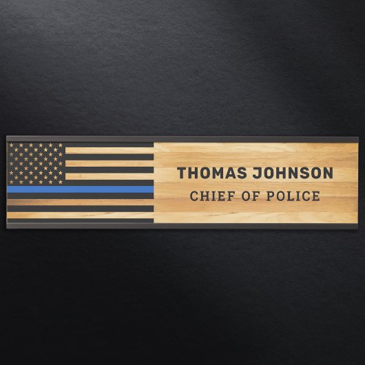 Polizeibeamter Thin Blue Line Rustikaler Name Holz Türschild