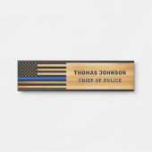 Polizeibeamter Thin Blue Line Rustikaler Name Holz Türschild (Vorderseite )