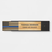 Polizeibeamter Thin Blue Line Rustikaler Name Holz Türschild (Vorderseite )
