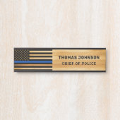 Polizeibeamter Thin Blue Line Rustikaler Name Holz Türschild (Vorderseite )