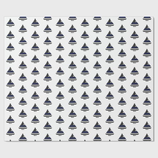 Polizeibeamter Thin Blue Line Weihnachtsbaum Geschenkpapier (Flach)