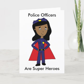 Polizeibeamtin Schwarzer Super Hero personalisiere Dankeskarte