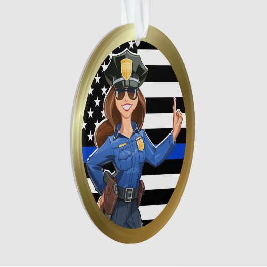 Polizeibeamtin Thin Blue Line Ornament (Vorderseite)