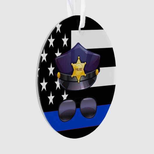 Polizeibeamtin Thin Blue Line Ornament (Vorderseite)