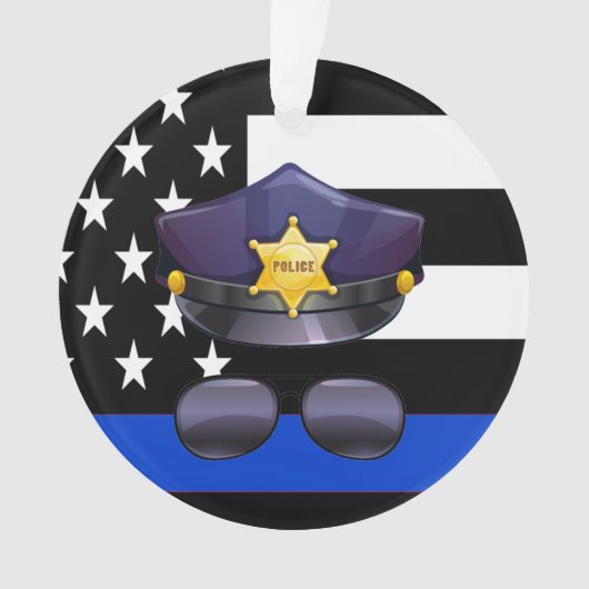 Polizeibeamtin Thin Blue Line Ornament (Vorderseite)