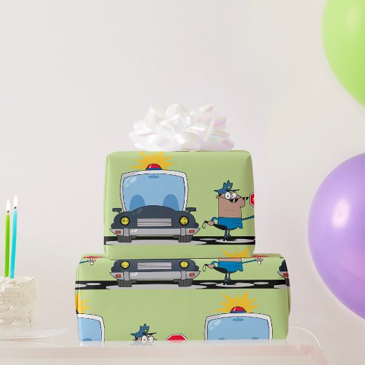 Polizeibeauftragter des Cartoon Geschenkpapier