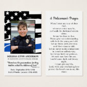 Polizeibeerdigung Gebet-Karte gefallen Offizier Ge (Vorne & Hinten)