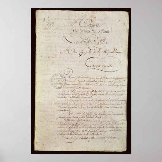 Polizeibericht des Anwesenden an Napoleon Poster (Vorne)