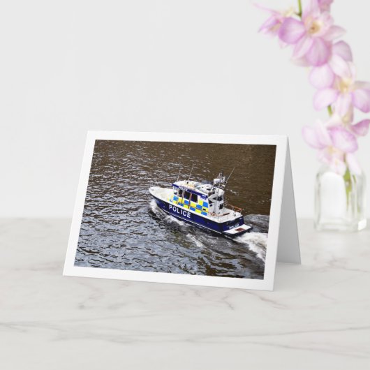 Polizeiboot an der Themse, London Karte (Orchidee)