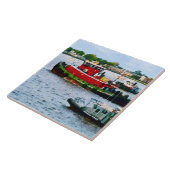 Polizeiboot und zwei Schleppboote Fliese (Seite)