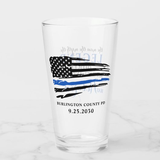 Polizeichaft Thin Blue Line Personalisiert Glas (Rückseite)