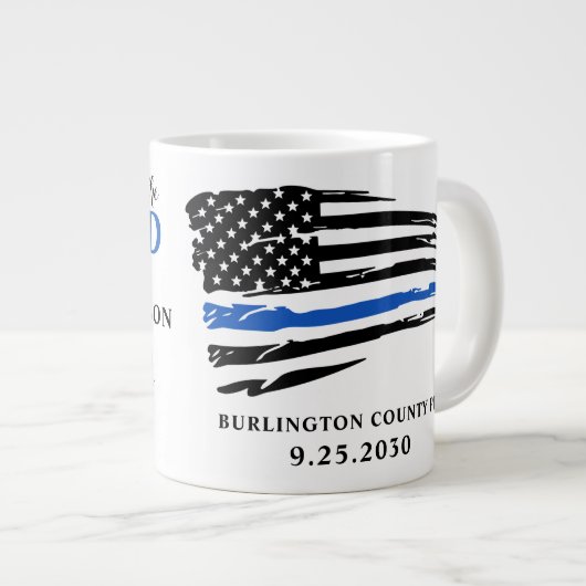 Polizeichaft Thin Blue Line Personalisiert Jumbo-Tasse (Vorderseite Rechts)