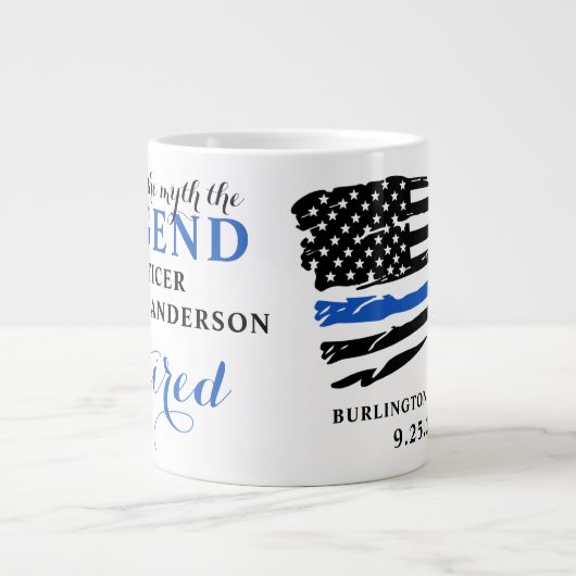 Polizeichaft Thin Blue Line Personalisiert Jumbo-Tasse (Vorderseite)