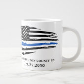 Polizeichaft Thin Blue Line Personalisiert Jumbo-Tasse (Rechts)