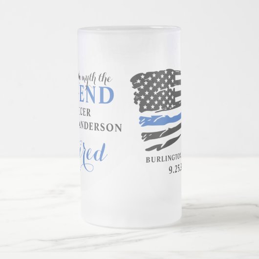 Polizeichaft Thin Blue Line Personalisiert Mattglas Bierglas (Mittel)