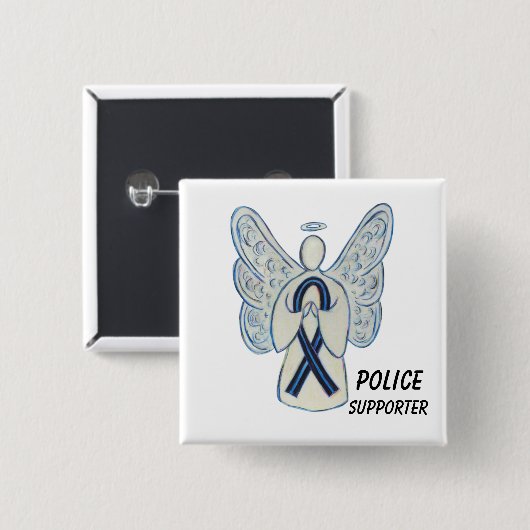 Polizeichef Angel Awareness Ribbon Buttone Button (Vorne & Hinten)