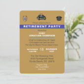 Polizeichef Blue Line Gold Rentierung Einladung (Stehend Vorderseite)