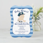 Polizeichef des Baby Polizisten gestreift Moderne Einladung (Stehend Vorderseite)