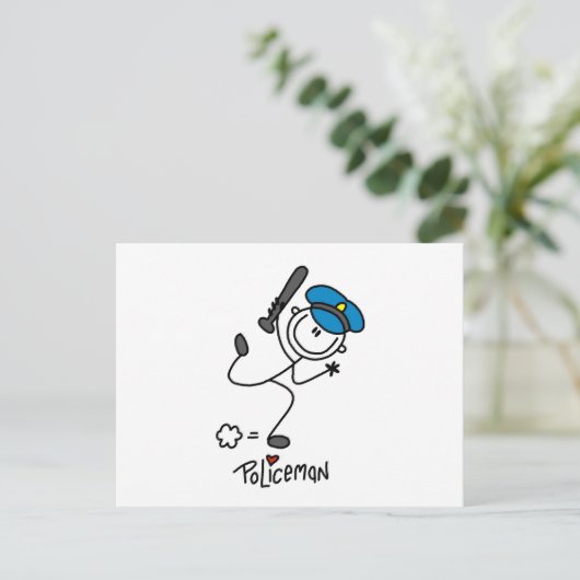 Polizeichef des Strichmännchens Postkarte (Stehend Vorderseite)