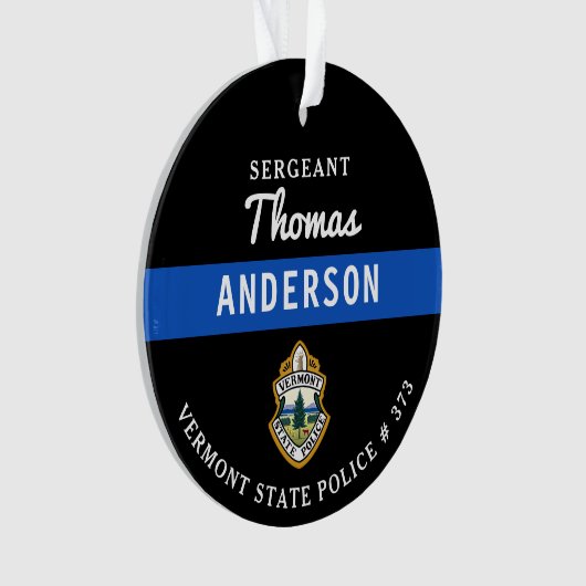 Polizeichef für personalisierte Thin Blue Line Ornament (Vorderseite)