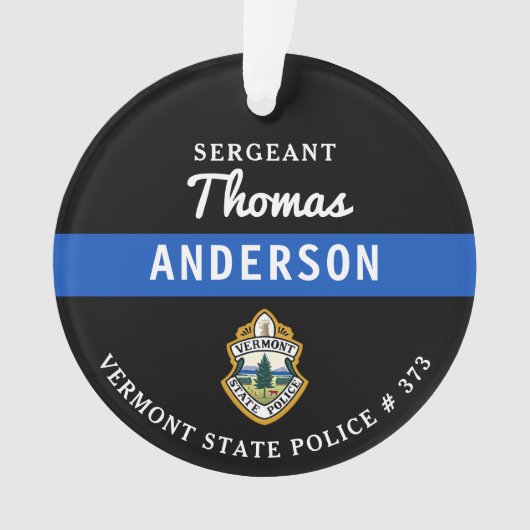 Polizeichef für personalisierte Thin Blue Line Ornament (Vorderseite)