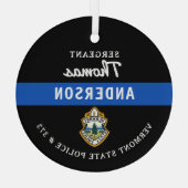 Polizeichef für personalisierte Thin Blue Line Ornament Aus Glas (Back)