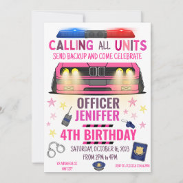 Polizeichef Girl Pink Geburtstag Einladung