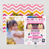 Polizeichef Girl Pink Geburtstag Einladung (Vorne/Hinten)