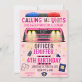 Polizeichef Girl Pink Geburtstag Einladung (Vorderseite)