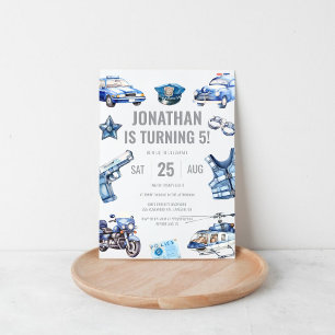 Polizeichef Themed Boys 5. Geburtstagspartei Einladung