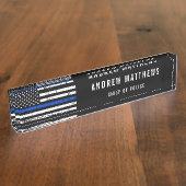 Polizeichef Thin Blue Line American Flag Namensplakette (Seite)
