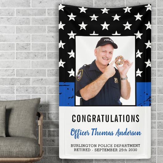 Polizeichef Thin Blue Line Renten Party Banner