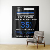 Polizeichef Thin Blue Line Renten Party Wandteppich (Beispiel)