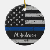 Polizeichef - Thin Blue Line USA - amerikanische F Keramik Ornament (Vorne)