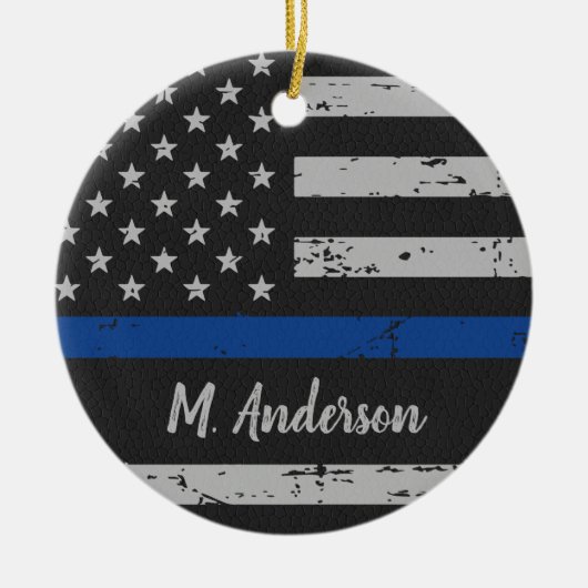 Polizeichef - Thin Blue Line USA - amerikanische F Keramik Ornament (Vorne)
