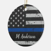 Polizeichef - Thin Blue Line USA - amerikanische F Keramik Ornament (Links)