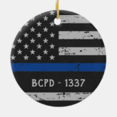 Polizeichef - Thin Blue Line USA - amerikanische F Keramik Ornament (Hinten)