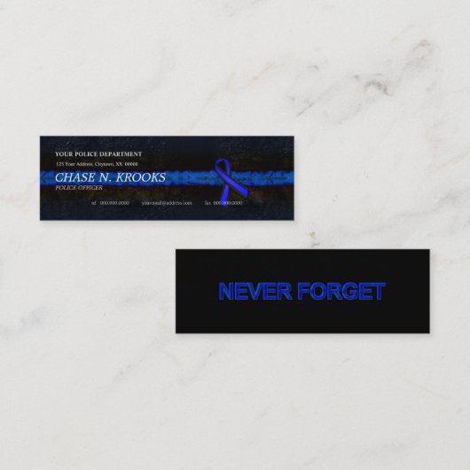 Polizeichef von Thin Blue Line Ribbon Mini Visitenkarte (Vorne/Hinten)