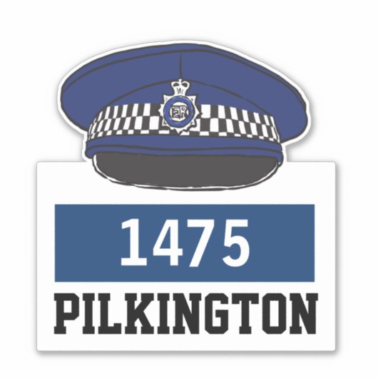 Polizeicholle mit Name- und Nummernaufkleber Aufkleber (Vorderseite)