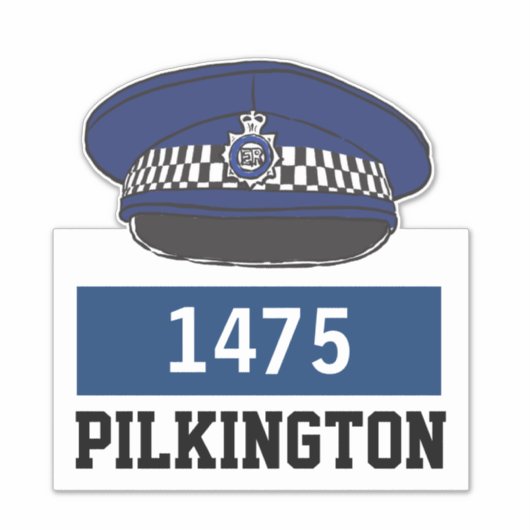 Polizeicholle mit Name- und Nummernaufkleber Aufkleber (Vorderseite)