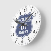 Polizeidirektorschild von Idaho 01 Runde Wanduhr (Winkel)
