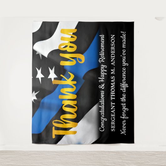 Polizeieintritt Blue Gold Script Strafverfolgung Wandteppich (Vorderseite)