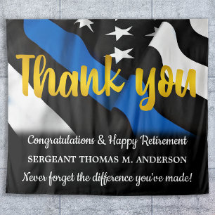 Polizeieintritt Blue Gold Script Strafverfolgung Wandteppich