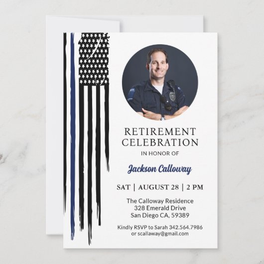 Polizeieinziehung, Wasserfarben-blaue Linie Einladung (Vorderseite)