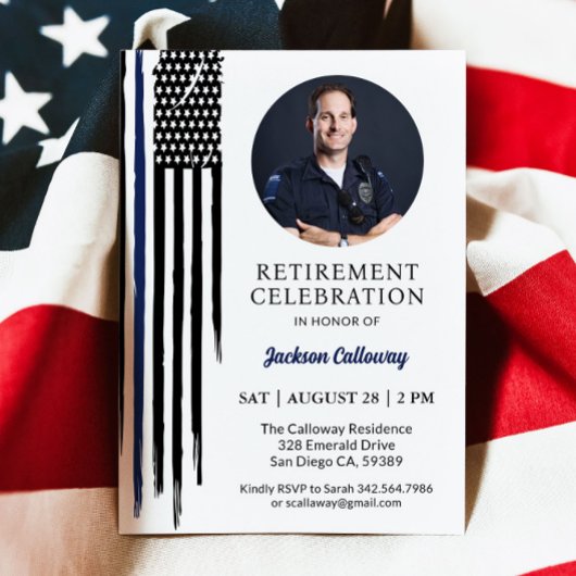 Polizeieinziehung, Wasserfarben-blaue Linie Einladung